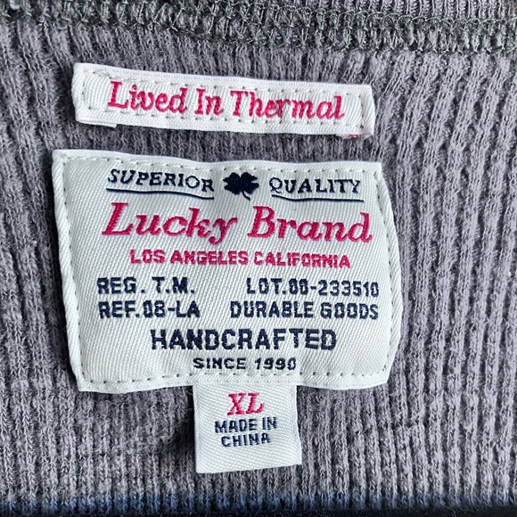 Lucky Brand Lived In Thermal Henley Shirt Men’s Extra Large XL Gray Cotton - Picture 5 of 9